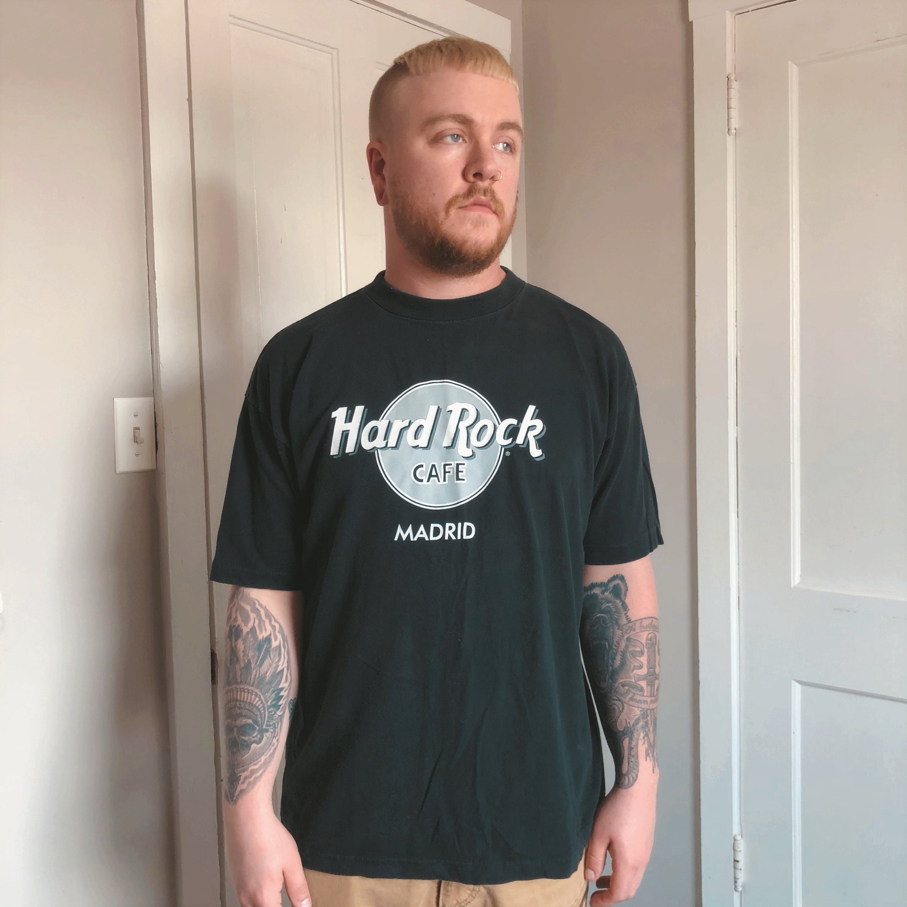 Hard Rock Cafe Madrid camiseta corta//grande - Etsy México