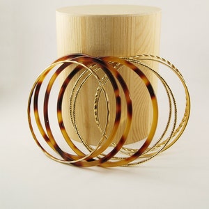 WILD Bracelets Dark tortoise - Cellulose acetate jewelry - Cuffs - Gold plated brass