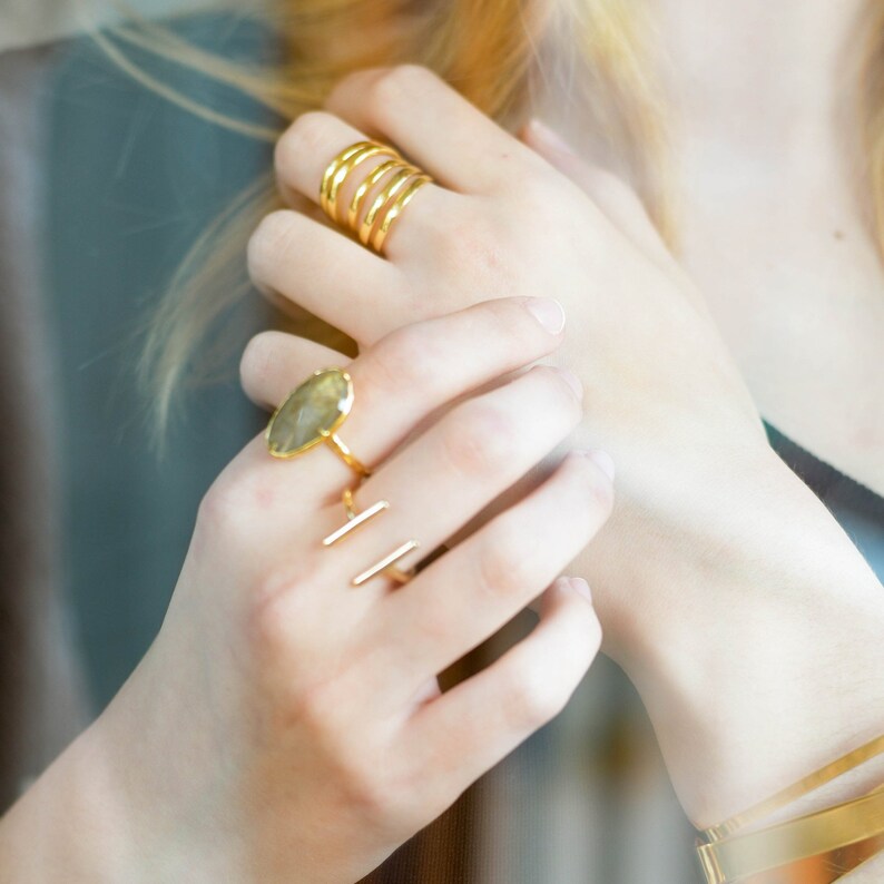 Statement ring Vermeil ring 24kt Gold plated ring Dainty jewelry Minimal Jewelry LINES ring