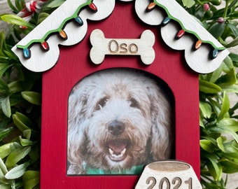 Dog picture Christmas ornament, Pet ornament, Dog ornament, Custom pet ornament, Personalized dog ornament, Christmas doghouse ornament