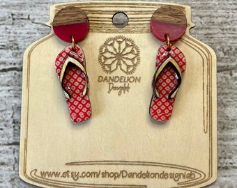 Flip flop earrings, sandal earrings, summer earrings, summer flip flop earrings, flip flop beach earrings