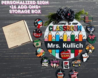 Interchangeable Teacher Classroom Sign: 3D Welcome Door Hanger