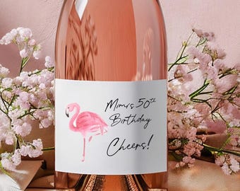 Flamingo Personalized Wine Labels, 3.5x4", Waterproof glossy labels