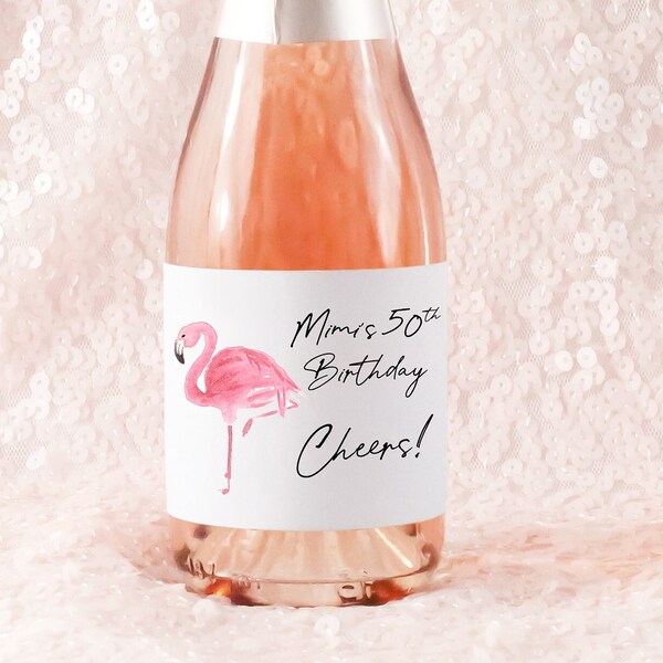 Flamingo Wine Label - Etsy