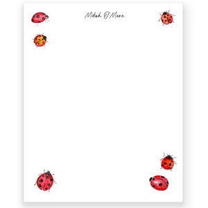 Personalized Ladybug Notepad, 50 sheets, Custom Ladybug Stationery