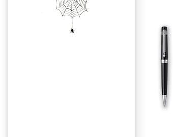 Personalized Spiderweb Notepad, Custom Spider Stationery, Spooky Gifts, 50 sheets