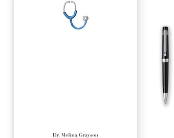 Personalized Doctor Notepad, Custom Stethoscope Stationery, Gift for Doctor or Nurse, 50 sheets