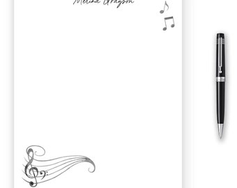 Personalized Notepad, Musical Notes Notepad, Musician Stationery, 50 sheets