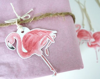 Flamingo Gift Tags, Set of 8 die cut gift tags, tropical gift tags