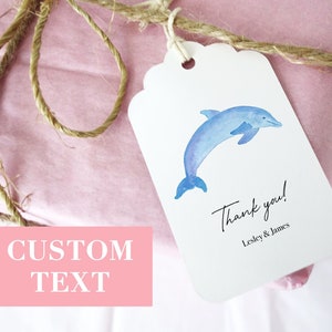 Personalisierte Delfin Geschenkanhänger, Aquarell Delfin Geschenkanhänger, tropische Geschenkanhänger, Partyzubehör, Gastgeschenke, Delfingeschenke