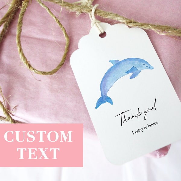 Personalized Dolphin Gift Tags, watercolor dolphin gift tags, tropical gift tags, party supplies, party favors, dolphin gifts