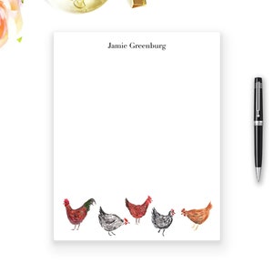 Personalizowany notatnik z kurczakiem, 50 arkuszy, spersonalizowany akwarelowy papier firmowy z kurczakiem