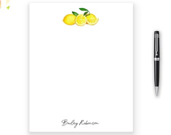 Personalized Custom Lemons Notepad, Watercolor Lemons Notepad Stationery, 50 sheets