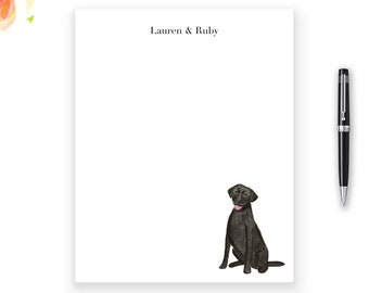 Personalisierter benutzerdefinierter schwarzer Labrador-Hund Notizblock, Aquarell-Notizblock-Briefpapier, Labrador-Retriever-Geschenke, 50 Blatt