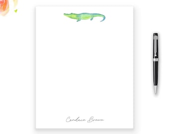 Alligator Personalisierter Notizblock, Aquarell Notizblock, Benutzerdefiniertes Briefpapier, 50 Blatt