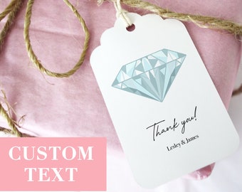 Personalized Diamond Gift Tags, personalized watercolor diamond gift tags, diamond party supplies, diamond party favors,