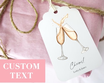 Champagne Toast Personalized Gift Tags, Set of 12 gift tags, wedding favor tags, custom thank you tags, watercolor stationery