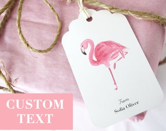 Flamingo Personalized Gift Tags, Set of 12 personalized flamingo gift tags, tropical gift tags, party supplies, watercolor stationery