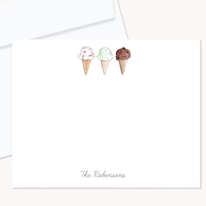 Cancelleria personalizzata gelato, biglietti e buste piatte 4x5, cancelleria gelato acquerello, biglietti di ringraziamento personalizzati