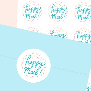 Autocollants de courrier heureux, autocollants d'enveloppe, étiquettes de courrier, étiquettes d'adresse, autocollants de lettre,