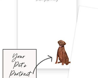 Custom Pet Notepad, 50 sheets, Personalized Watercolor Pet Portrait