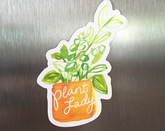 Plant Lady Fridge Magnet, cute fridge magnet, flower magnet, plant magnet, cute fridge magnet, plant lady magnet