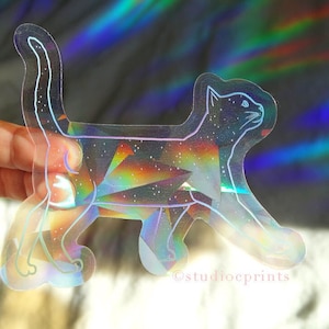 Galaxy Cat Rainbow Maker Window Decal, Rainbow Suncatcher, Suncatcher Decal