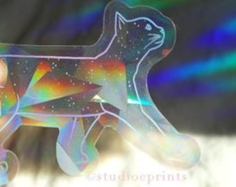 Galaxy Cat Rainbow Maker Window Decal, Rainbow Suncatcher, Suncatcher Decal