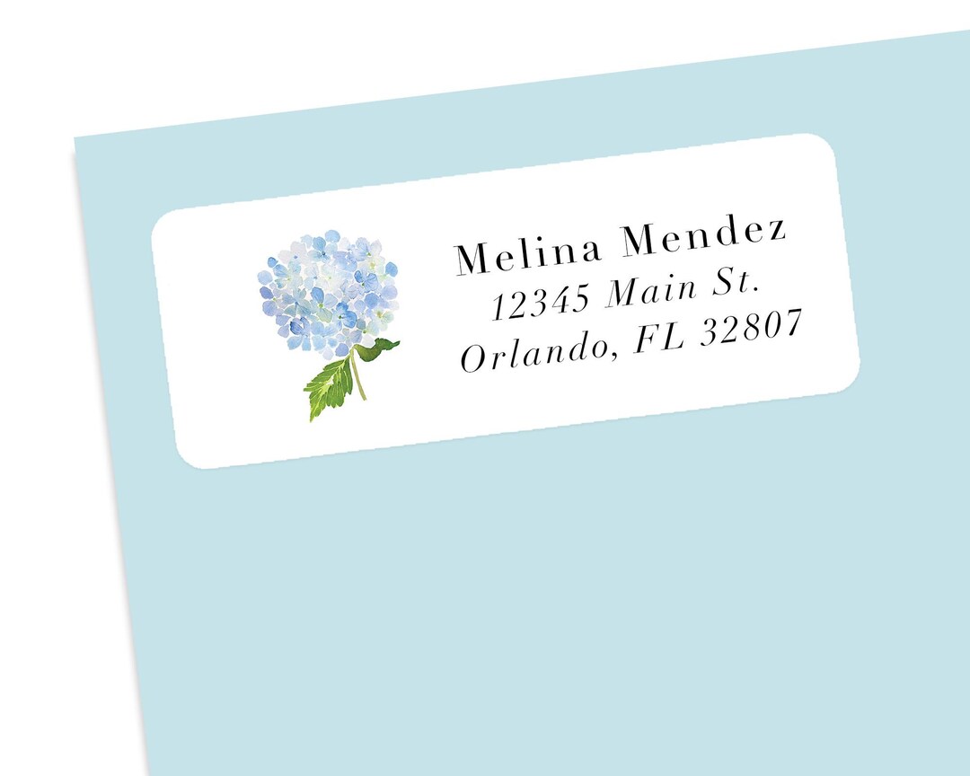 Hydrangea Label Hydrangea Address Label Stickers, Envelope Stickers, Custom Floral ...