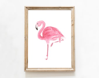 Watercolor Flamingo Print, Ocean art, Nautical print, Coastal art print, Colorful Watercolor Art, Bedroom decor, Sea Life art