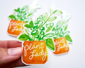 Plant Lady Stickers, beste vriend cadeau, bloem plant stickers, natuurliefhebber, leuke stickers, laptop sticker, geschenken voor haar, geschenken voor tuiniers