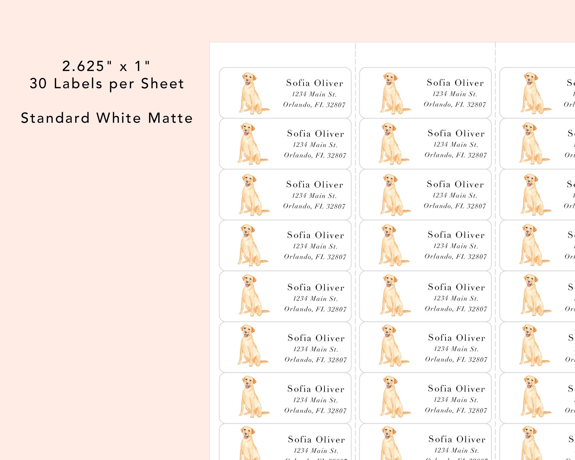 Mailing Labels Dogs Yellow Labrador Retriever Address Label Stickers, Envelope Stickers ...