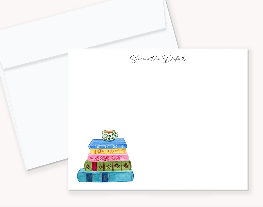Personalized Flat Cards Stationery Set Watercolor Antique Etsy