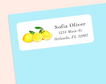 Lemon address label stickers, envelope stickers, custom lemon address labels, letter stickers, personalized address labels