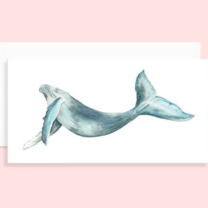 Humpback Whale Notecard and Envelope, Single or Set of 4, Greeting Card, Invitation, Watercolor Card, sea animal note card, sea life, ocean