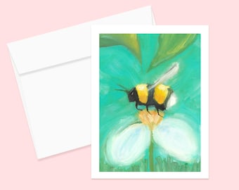 Bumblebee Notecard and Envelope, Bee Greeting Card, Bee Invitation, Bumblebee stationary, Nature Stationary