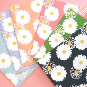 Carte de correspondance et enveloppe Daisy, Carte de voeux florale, Papeterie Daisy, Intérieur vierge, Papeterie florale