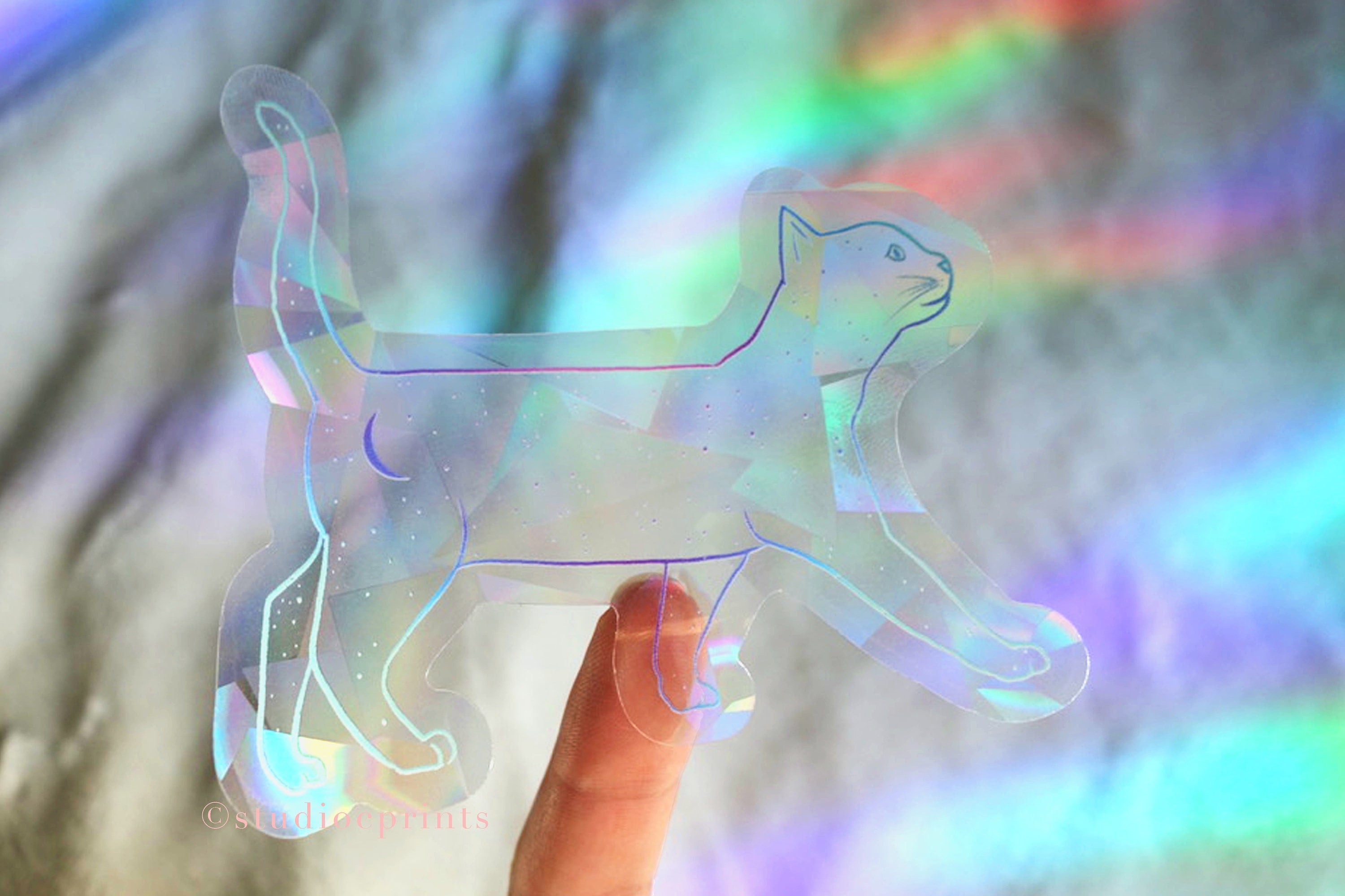 Galaxy Cat Rainbow Maker Window Decal, Rainbow Suncatcher, Suncatcher…
