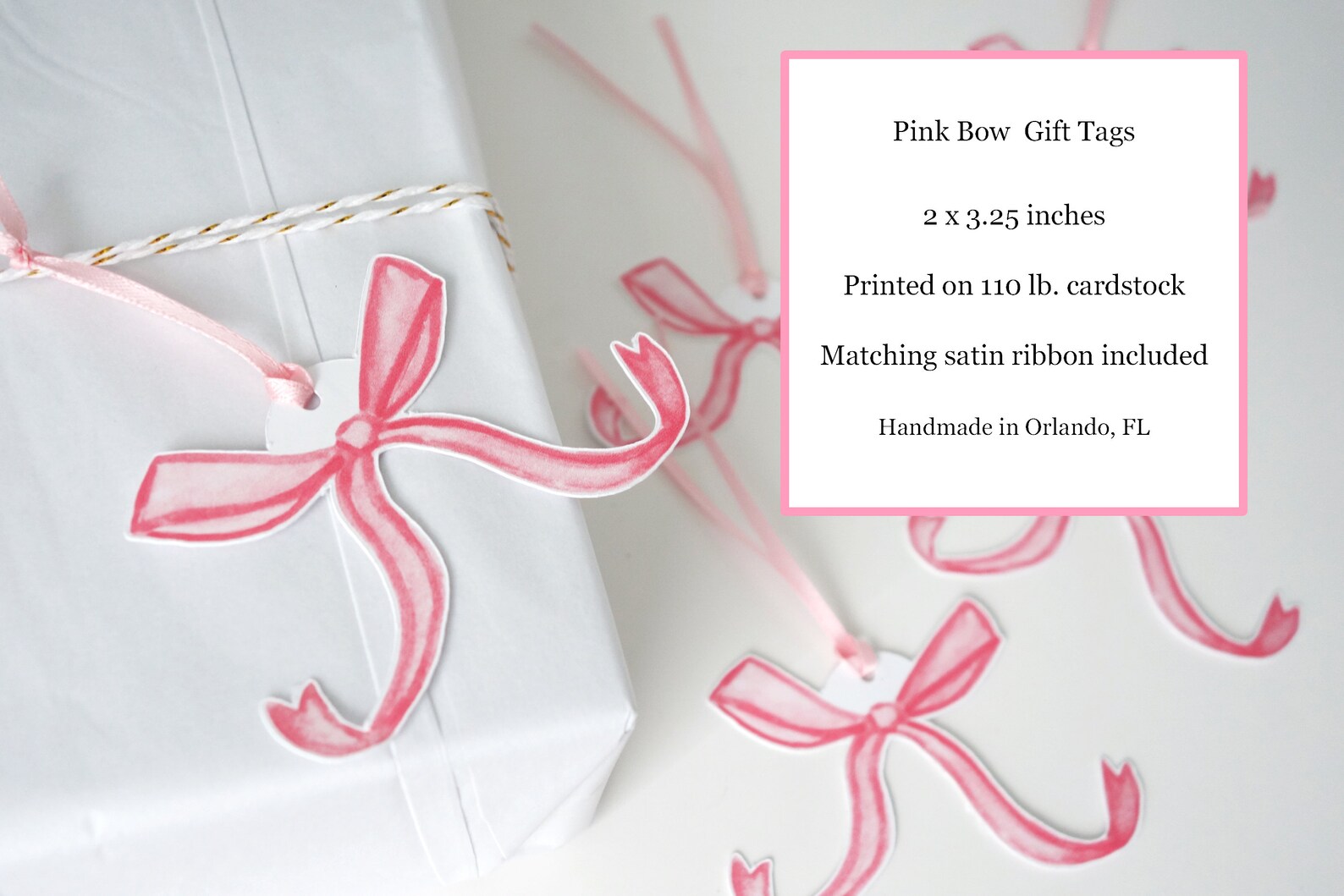 Pink Bow Die Cut Gift Tags Baby Shower Gift Tags Girly Gift Etsy