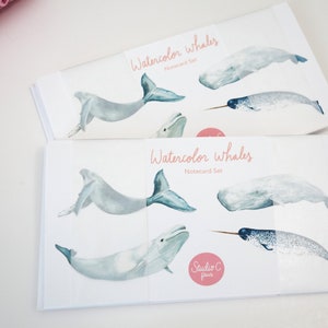 Wee Blue Coo Blue Whale Watercolor Greeting Card With Envelope