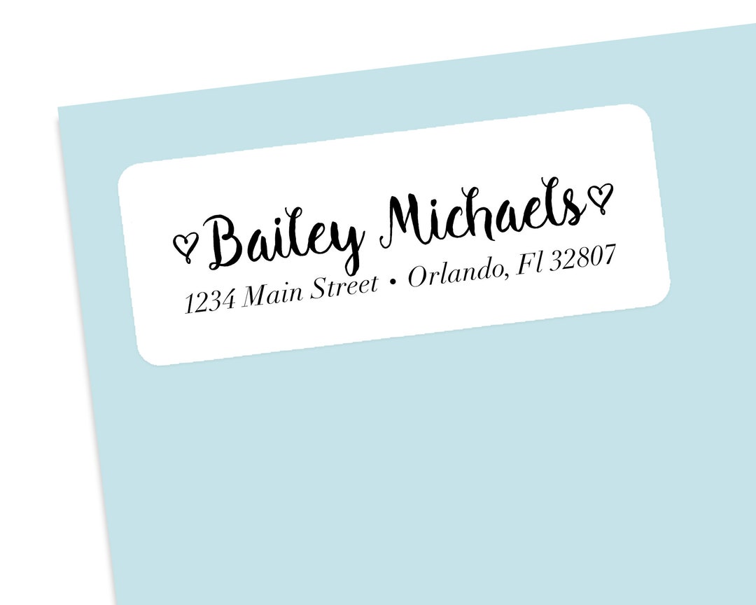 Cursive Script Hearts Address Label Stickers, Envelope Stickers, Custom ...