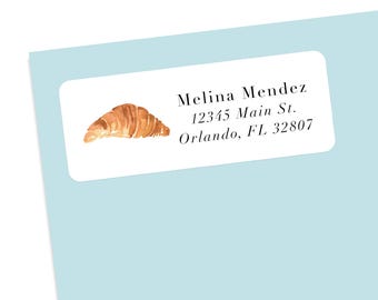 Croissant address label stickers, envelope stickers, custom croissant address labels, letter stickers, personalized address labels