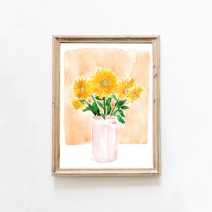 Watercolor Sunflower Art Print, Watercolor Flower Vase Wall Art, Sunflower Art, Kitchen Decor, Kitchen Art, Dining Room Art image 4