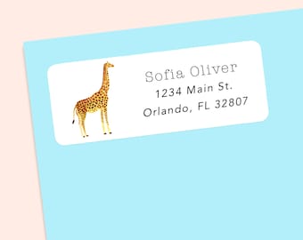 Giraffe address label stickers, envelope stickers, custom giraffe address labels, letter stickers, personalized address labels