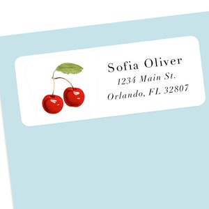 Autocollants d'étiquette d'adresse cerise, autocollants d'enveloppe, étiquettes d'adresse personnalisées, autocollants de lettre, étiquettes d'adresse personnalisées