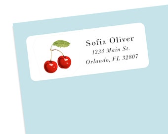 Cherry address label stickers, envelope stickers, custom address labels, letter stickers, personalized address labels