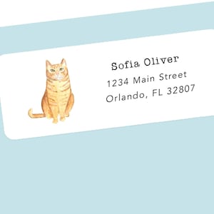 Pegatinas de etiqueta de dirección de gato naranja, pegatinas de sobre, etiquetas de dirección personalizadas, pegatinas de letras, etiquetas de dirección personalizadas
