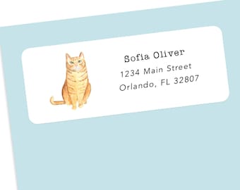 Orange cat address label stickers, envelope stickers, custom address labels, letter stickers, personalized address labels