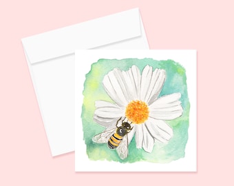 Biene und Blume Aquarell Grußkarte