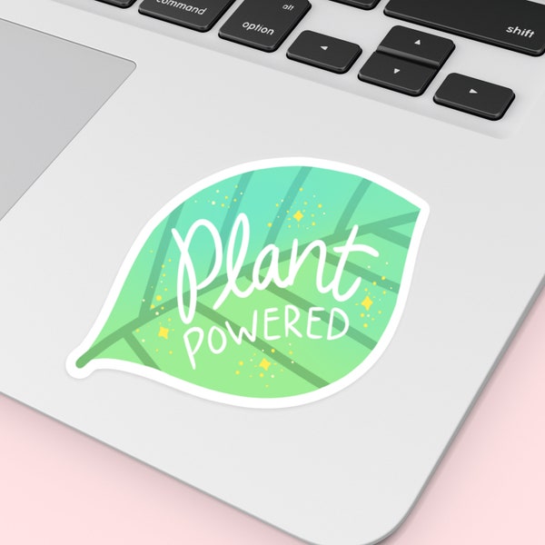 Plant Powered Stickers, vegan stickers, vegetarian, best friend gift, plant stickers, vinyl stickers, plant lady, laptop decal, cute sticker